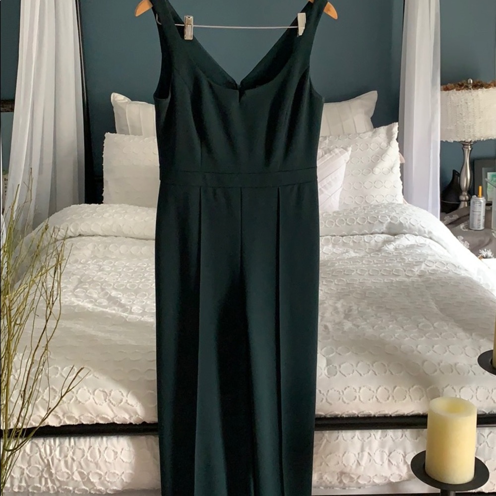 Hunter green wide leg pant jumpsuit
